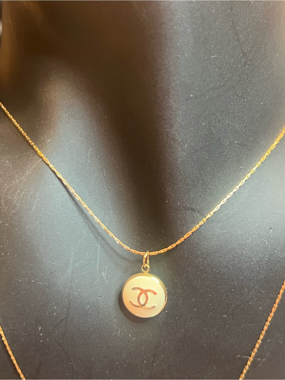 Up Cycled Gold C Round Medallion Necklace